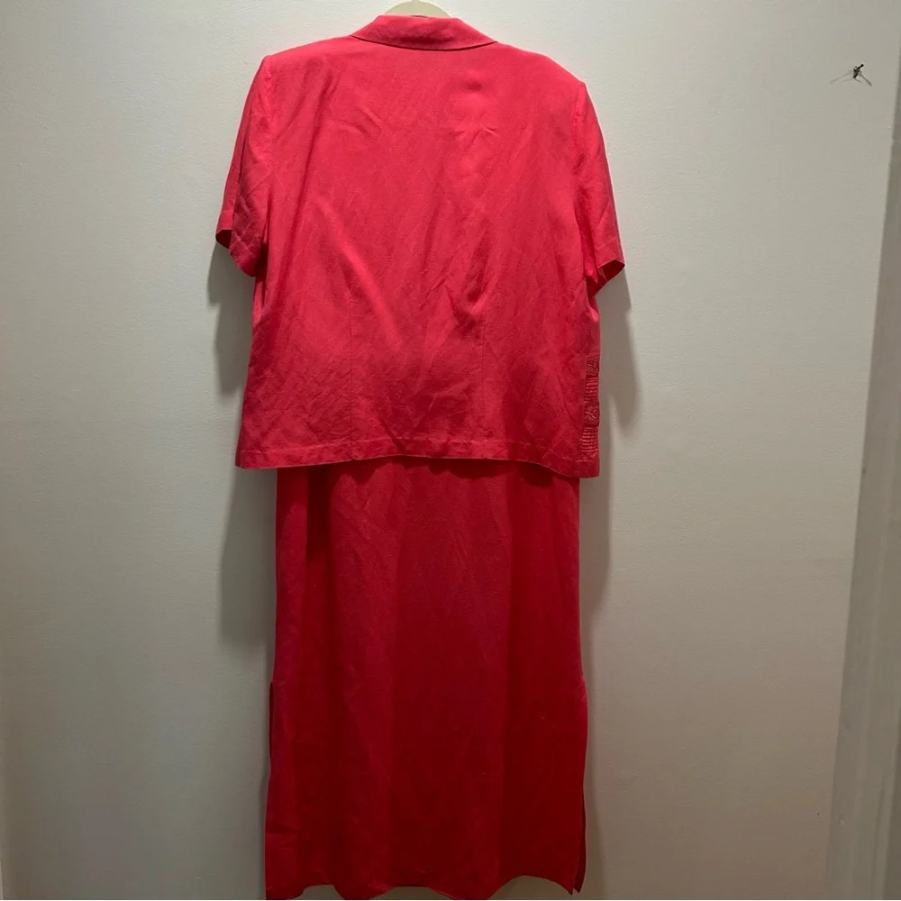 MHM Linen Blend Lined Maxi Dress with Jacket and J Jill Scarf - Size 12 - Picture 5 of 8